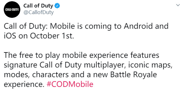 《使命召唤手游》美服10月1日发售 登陆安卓和iOS